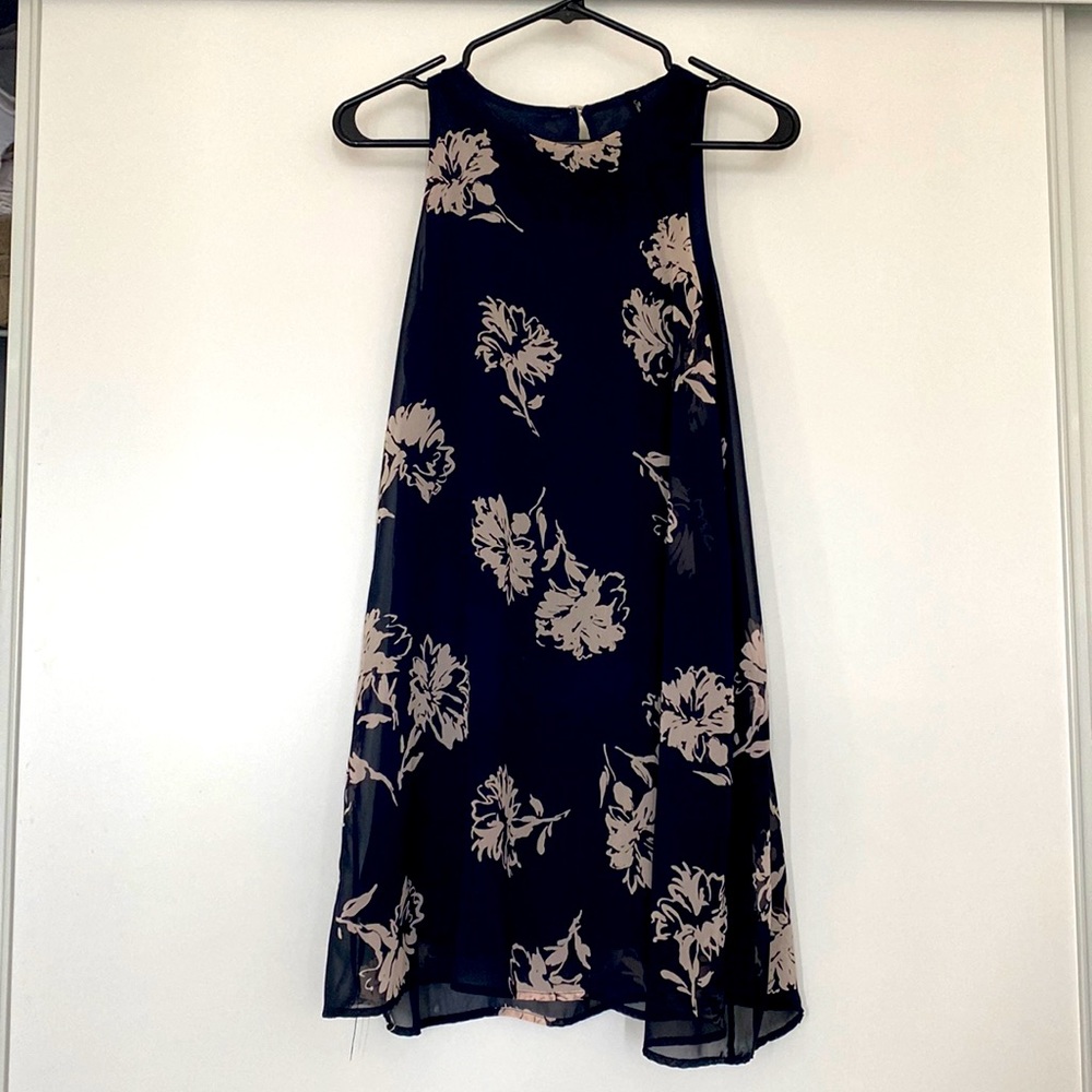 Navy blue. Double layered not see-through. Flowy dress. Size small.